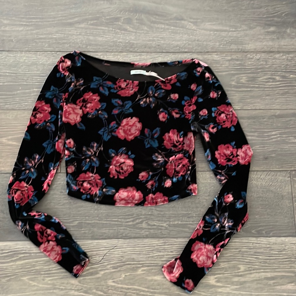 Crushed velvet crop top wt79